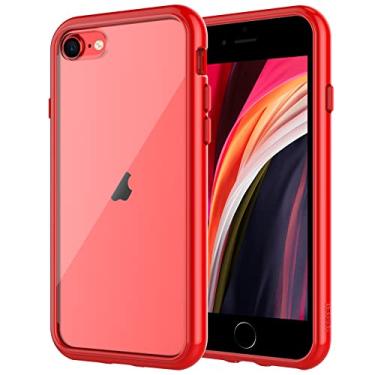 Imagem de JETech Capa para iPhone SE 3/2 (Edição 2022/2020), iPhone 8 e iPhone 7, 4,7 Polegadas, Case de Pára-Choque à Prova de Choque, Capinha Parte Traseira Transparente Anti-Riscos (Vermelho)