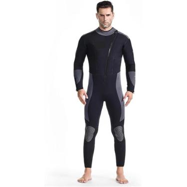 Imagem de Roupa De Mergulho Grossa De 5 Mm Para Homens Neoprene Zíper Frontal Roupa De Mergulho Snorkeling Surf Caça Proteção Uv Manter Aquecido, Black, 3XL
