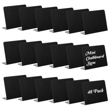 Imagem de Pacote com 48 mini placas de quadro-negro para comida, placas de comida para exibição de buffet - 4 etiquetas pequenas de mesa de 7 cm para casamentos, padarias, festas com superfície apagável