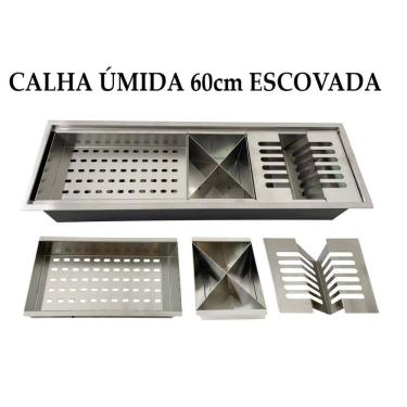 Imagem de Calha Úmida Gourmet Canal Organizador Escorredor Inox 60Cm