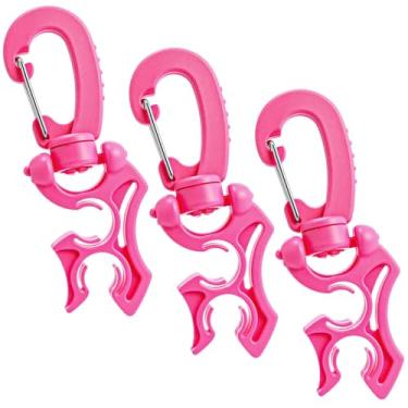 Imagem de Weewooday Peças clipe de suporte de mangueira de mergulho, acessórios de mergulho, clipe de mangueira duplo BCD com fivela de gancho de pressão para acessórios de mergulho (3, rosa)