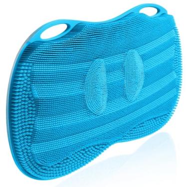 Imagem de Kalolary Tapete de silicone para duche, esfregão de pés grande no chuveiro com ventosas antiderrapantes, escova de limpeza de pés para limpar, esfoliar e massagear os pés sem dobrar fácil de limpar