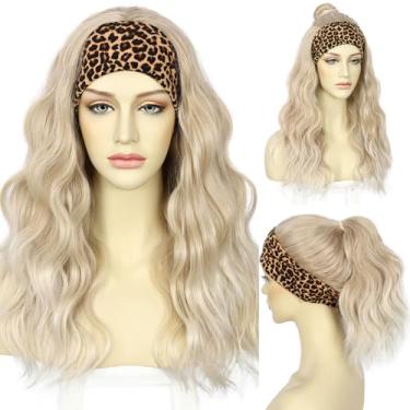 Imagem de SAPPHIREWIGS Peruca de cabeça loira ondulada sintética para mulheres, loira com pontas, aparência natural, ondulada, resistente ao calor, uso diário, festa, 50 cm