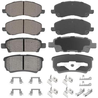 Imagem de ILONPA Conjunto de pastilhas de freio a disco de cerâmica dianteiras traseiras para Jeep Compass, Patriot 2007-2017, para Dodge Caliber 07-12, para Avenger 08-14, para Sebring 07-10, para Mitsubishi