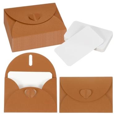 Imagem de PATIKIL Conjunto de 25 mini envelopes com fecho de coração, cartões de notas em branco de 10,4 x 7,6 cm com envelopes para presente convite de casamento, formatura, feriado, Dia de Ação de Graças