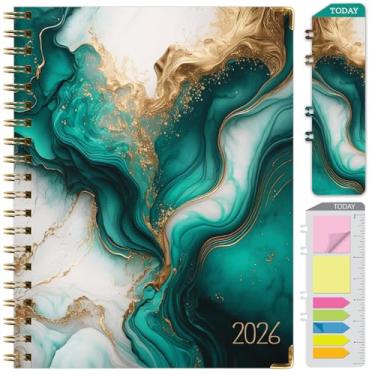 Imagem de Agenda Hardcover 2026, 21,6 cm x 28 cm: 14 meses (novembro de 2025 a dezembro de 2026), agenda mensal diária, agenda anual, marcador de livro, pasta de bolso e conjunto de notas adesivas (mármore