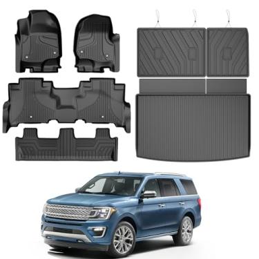 Imagem de TTX LIGHTING Tapetes de chão e forro de carga e tapete de encosto para Ford Expedition 2018-2025 (apenas para Max) com assento de banco de 2ª fileira - forro de piso de 1ª e 2ª e 3ª fileiras