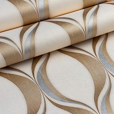 Imagem de Papel de Parede Importado Decoratto Ondas Dourado