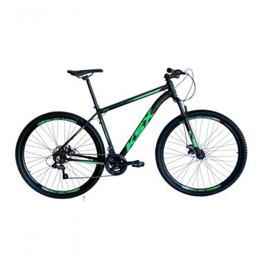 Imagem de Bicicleta Aro 29 Ksx Sd7 21v Cabos Internos Alumínio Freios A Disco Garfo Suspensão Preto Verde Tamanho 21