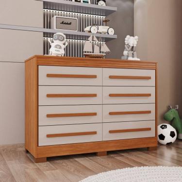 Imagem de Cômoda Infantil 8 Gavetas Alice Espresso Móveis Cinamomo / Off White