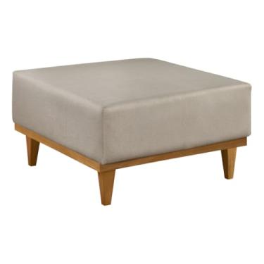 Imagem de Puff Dubai Retangular Centro Corino Luxo Decor, para Sala de Estar - Lar Estilo (Bege)
