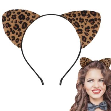 Imagem de DERAYEE Leopard Cat Ears Headband for Women Girls, Soft Furry Cheetah Hairband for Halloween Party Cosplay