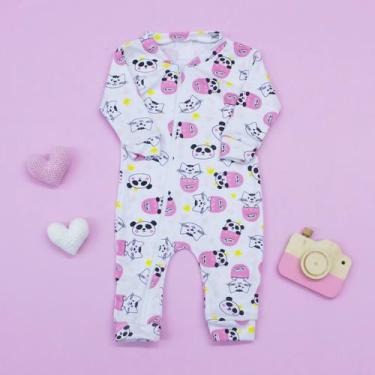 Imagem de Macacão de Bebê Ribana com Zíper Praticidade e Conforto Panda Bolsinho