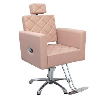 Imagem de Cadeira de Maquiagem Profissional Reclinável - BM Moveis, Rosa Ouro