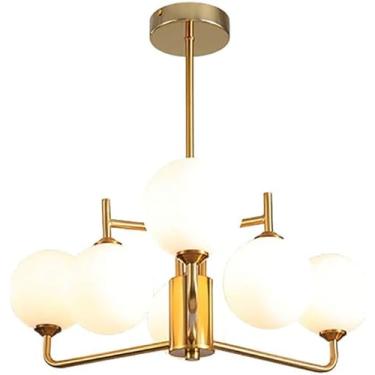 Imagem de Lustre Sputnik de latão com 8 luzes, lustre em V, pendente, luminárias de teto brilhantes, decoração moderna