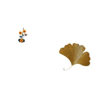 Imagem de Fenteer Suporte para Papel Toalha com Folhas de Ginkgo, Suporte Vertical Antiderrapante para Lenços de Papel, Decoração de Parede em Ferro Forjado, Escultura