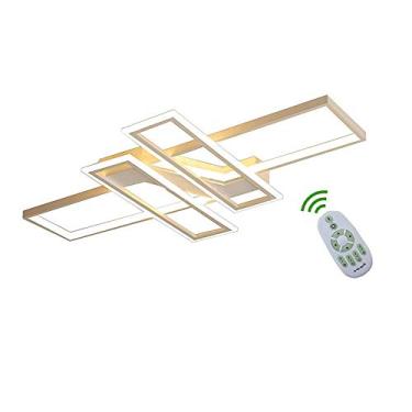 Imagem de Luminária de teto moderna LED regulável com controle remoto para sala de jantar e sala de estar Lustres contemporâneos com cor de luz e brilho ajustáveis Design criativo Branco 90cm