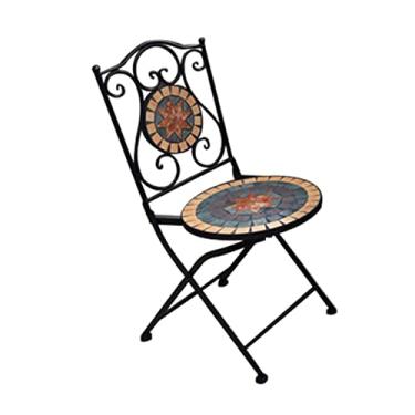 Imagem de Mesa redonda e cadeiras dobráveis, mesa de centro pequena ao ar livre, assentos de lazer para jardim/terraço/pátio, fácil de limpar (cor: Black, tamanho: Chair)