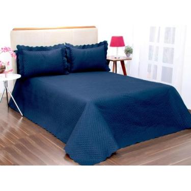 Imagem de Kit 3 Pçs Cobre Leito Casal Queen Classic - DECCORALLE, Azul
