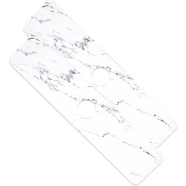 Imagem de 2 peças tapete de torneira de pia de cozinha forte absorvente tapete absorvente antiderrapante tapete de pia de secagem rápida tapete de pia padrão de mármore alça coletor de gotejamento tapete de