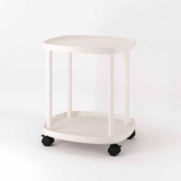 Imagem de Mesa Lateral De Sofá Prateleiras De Armazenamento Móvel Mesa De Centro Pequena De 2 Camadas Com Rodas Mesa De Cabeceira Minimalista Moderna Perna De Metal Para Sofá Cozinha Sal, B, One Size