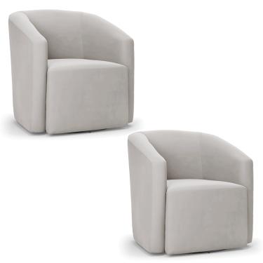 Imagem de Poltrona Decorativa Base Giratória Kit 2 Stella Max Veludo Cinza D03 - D'Rossi