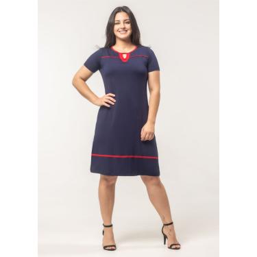 Imagem de Vestido Básico Pau a Pique Manga Curta Azul Marinho