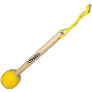 Imagem de Baqueta Bumbo Surdo Cabo Madeira 33 Cm Ponta Pelúcia (AMARELO)
