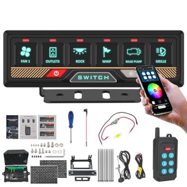 Imagem de Chelhead Painel de interruptor RGB de 6 grupos com interruptor de controle remoto e aplicativo, interruptor inteligente à prova d'água de 12 a 24 V compatível com caminhão off-road UTV ATV carro