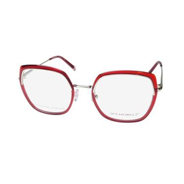 Imagem de MOREL Armação de óculos/óculos Red Gabi 90018c feita à mão acetato moderno feminino raro [50-20-140, vermelho/prata]