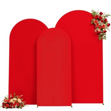 Imagem de Conjunto de 3 capas de arco de casamento com suporte de arco de dois lados, 1,8 m, 1,8 m, elastano de 1,8 m para decoração de fundo de casamento, chá de bebê, festa, banquete, fotografia