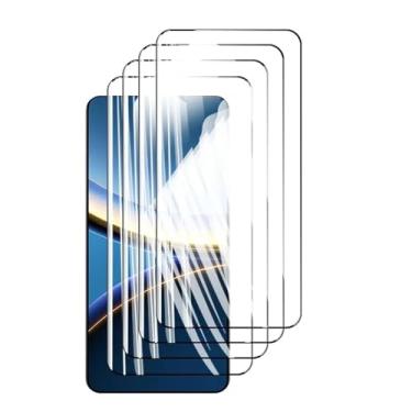 Imagem de Protetor de tela 4 peças para Xiaomi Poco F7 Pro, vidro temperado HD cristal 9H alumínio de alta qualidade antirriscos capa amigável impressão digital (preto)