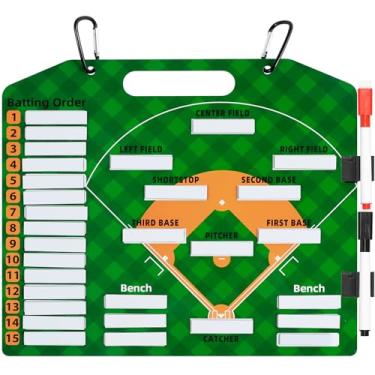 Imagem de Placa magnética de beisebol reutilizável dupla face prancheta de treinamento marcador de táticas de beisebol à prova d'água para jogos esportivos handebol softbol (C 35 x 30 cm)