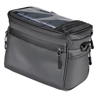 Imagem de simhoa Bolsa para guidão de bicicleta Bolsa para guidão dianteiro para tela sensível ao toque Suporte profissional para celular à prova de chuva para
