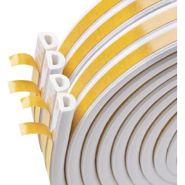 Imagem de Fita excluidora de corrente de 20 metros para janela de porta, decapagem de clima autoadesiva, fita de espuma de vedação contra correntes de ar frio, anticolisão, à prova de som, impermeável, à prova