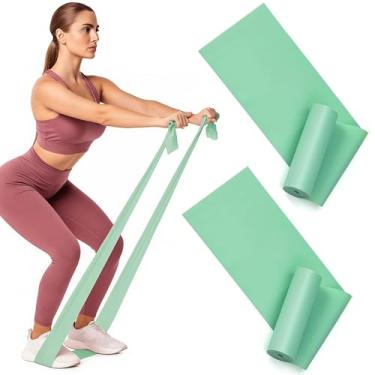 Imagem de Conjunto de 2 faixas de resistência, faixas elásticas sem látex para parte superior e inferior do corpo, treinamento de força sem pesos, ideal para fisioterapia, pilates, reabilitação, fitness