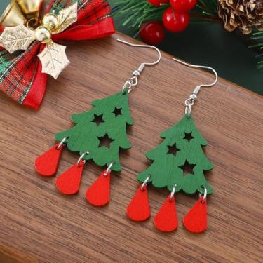 Imagem de Brincos de Natal femininos com pingente de árvore de Natal, acessórios de bijuteria de fantasia