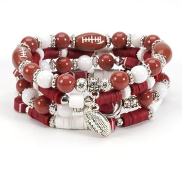 Imagem de Pulseira esportiva com bola elástica basquete futebol beisebol vôlei jogo dia esportes conjunto de pulseiras líderes de torcida, One Size, Resina, Sem Pedra Preciosa