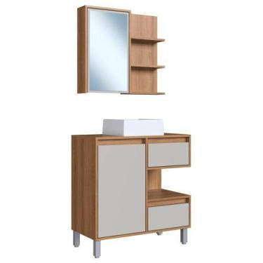 Imagem de Gabinete 80 Cm Espelheira E Cuba Branca Cj2001 Mell Arenas Faem Mell A