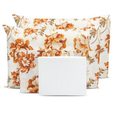 Imagem de Lençol Queen 6 Pçs Estampado Percal 180 Fios Bainha 40cm Altura Coleçã