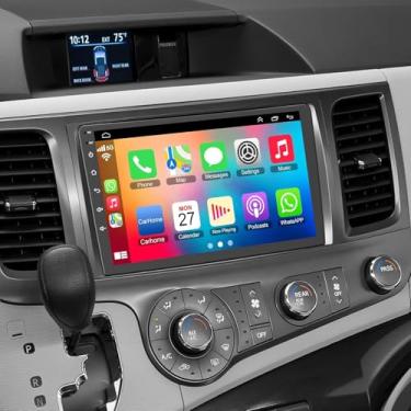 Imagem de Rádio de carro 4G + 64G para Toyota Sienna 2011-2014, carro sem fio e Android Auto com Android 13 compatível com Bluetooth/controle de voz/GPS/WiFi/câmera de reserva/SWC/FM, rádio IPS de tela sensível