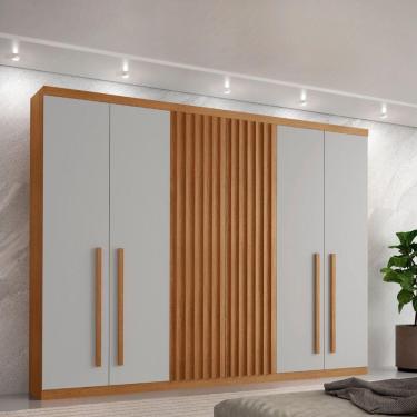 Imagem de Guarda Roupa Casal Orion Mdf 6 Portas E 6 Gavetas Moderna Naturalle/off White