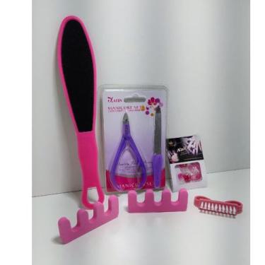 Imagem de Kit Manicure Alicate Lixas Escova Unhas Separador 7 Pçs SET7 - JW SHOP