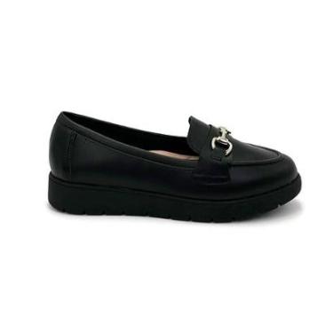 Imagem de Mocassim Moleca 5803.101 Sapato Salto Anabela Baixo Fivela Feminino-Feminino