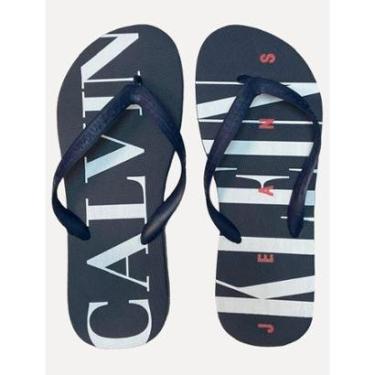 Imagem de Chinelo Calvin Klein Swimwear Serif Font Logo Azul Marinho-Masculino