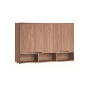 Imagem de Armário Módulo Aéreo Santos Andirá Toledo Ponte 3 Portas 6 Prateleiras Iluminação LED166cm Wood