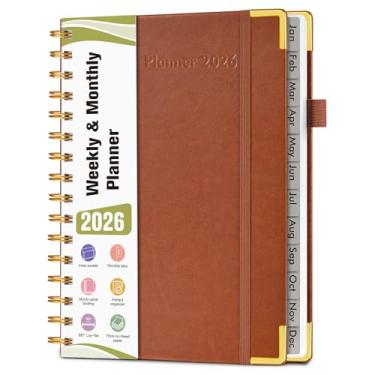 Imagem de Agenda A5 espiral 2026, janeiro de 2026 a dezembro de 2026, agenda diária de 12 meses, 14,6 cm x 21,3 cm, agenda semanal e mensal, livro de calendário de capa dura, material escolar para trabalho