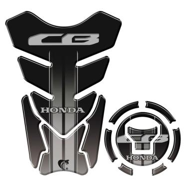 Imagem de Kit Adesivo Resinado Protetor Tanque E Bocal Moto Honda Cb Acima 2018 Preto Preto E Cinza