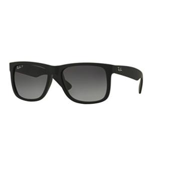 Imagem de Óculos de sol Ray-Ban RB4165 Justin polarizado preto fosco com gradiente cinza (622/T3) 4165 622T3 55 mm autêntico
