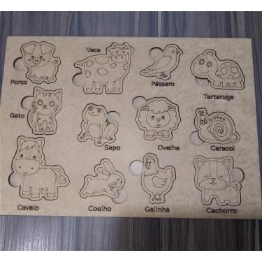 Imagem de Quebra-cabeça Pedagógico Bichos em MDF - 3 mm - no-brand